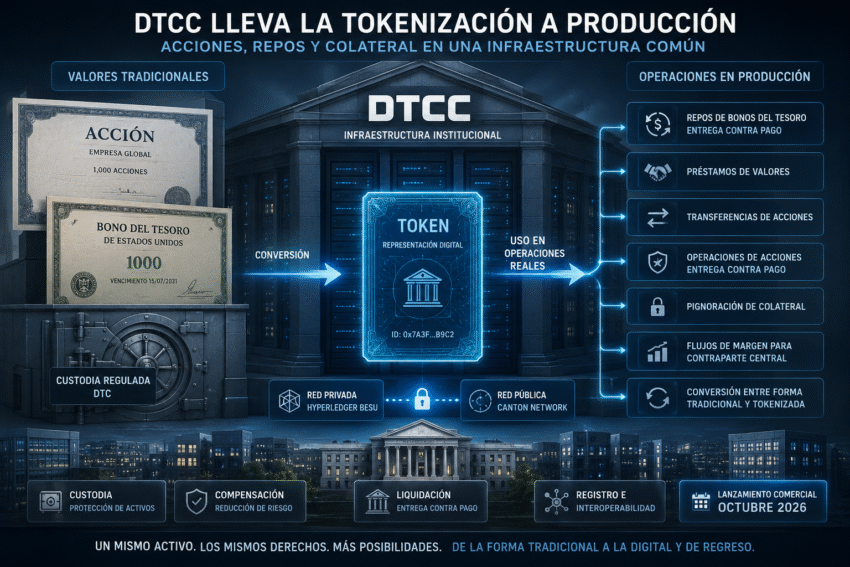 dtcc tokenizacion produccion acciones repos colateral rwa