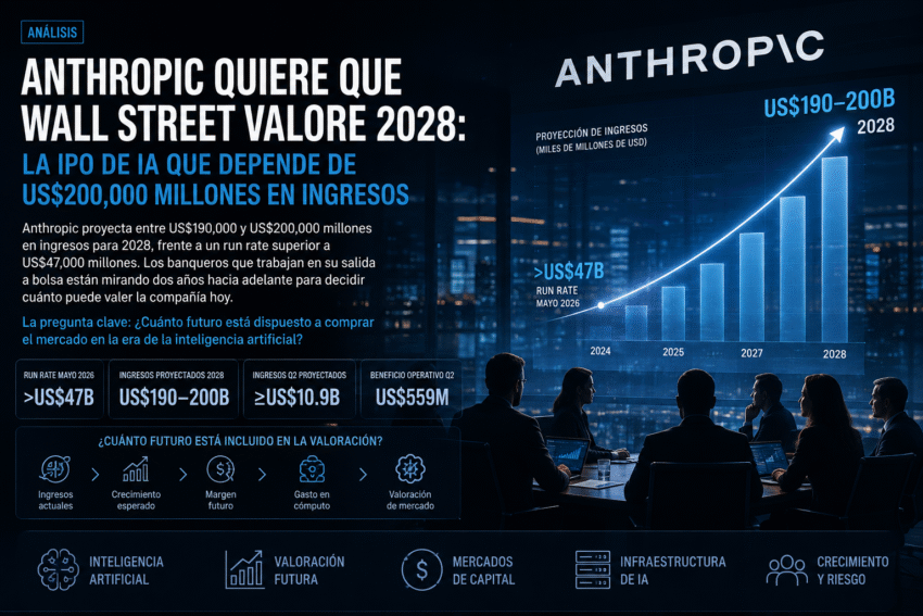 anthropic ipo 200000 millones ingresos 2028 valoracion ia